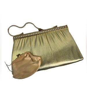 Vintage gold HL evening handbag with coin purse